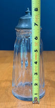 Vintage Glass Syrup Pitcher Metal Flip-Top Lid Vertical Ribbed Design