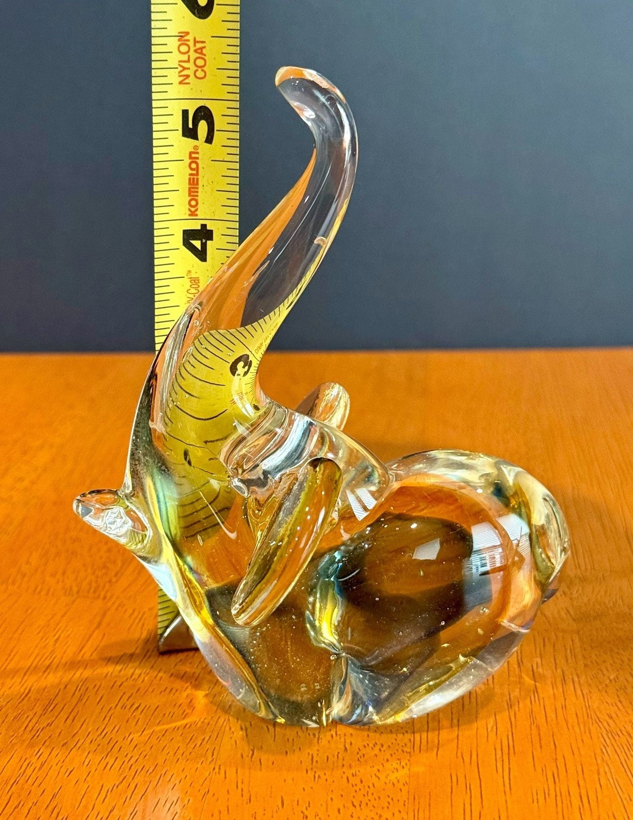 Vintage Murano Hand-Blown Art Glass Elephant Figurine Trunk Up Good Luck