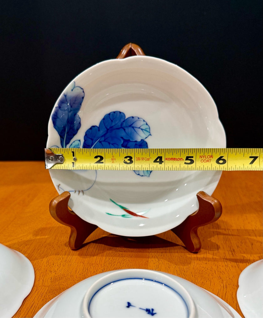 Vintage Set of 4 Traditional Japanese Arita Ware Porcelain Bowls Blue White