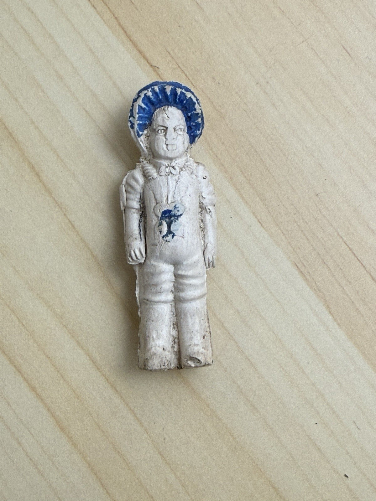 Antique Bisque Frozen Charlotte Penny Doll Blue Hat Sailor Figurine Miniature
