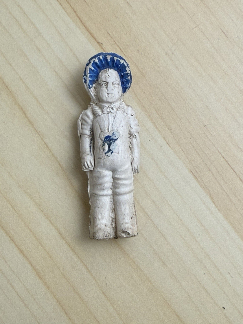 Antique Bisque Frozen Charlotte Penny Doll Blue Hat Sailor Figurine Miniature