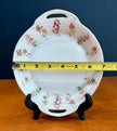 Antique Nippon Hand Painted Porcelain Serving Dish Gold Handles Pink Floral Swag