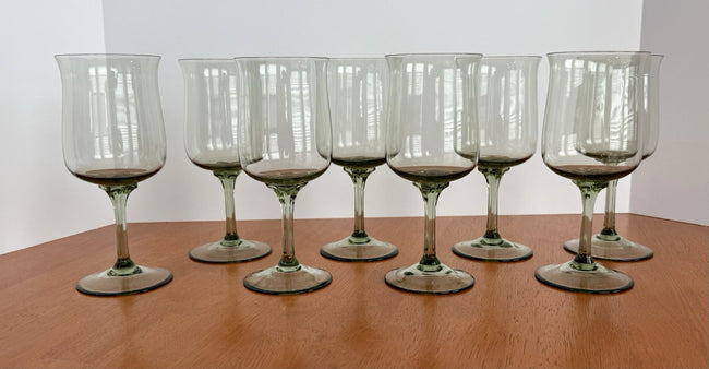 Vintage Set Of 8 Lenox Green Mist Water Goblets Expression Line Smoky Green Sage