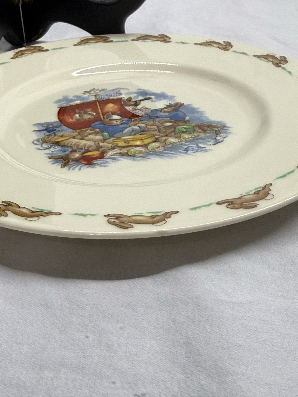 Vintage Royal Doulton  Bunnykins 1936  Collectible 6 Bunny’s On A Raft  8” Plate