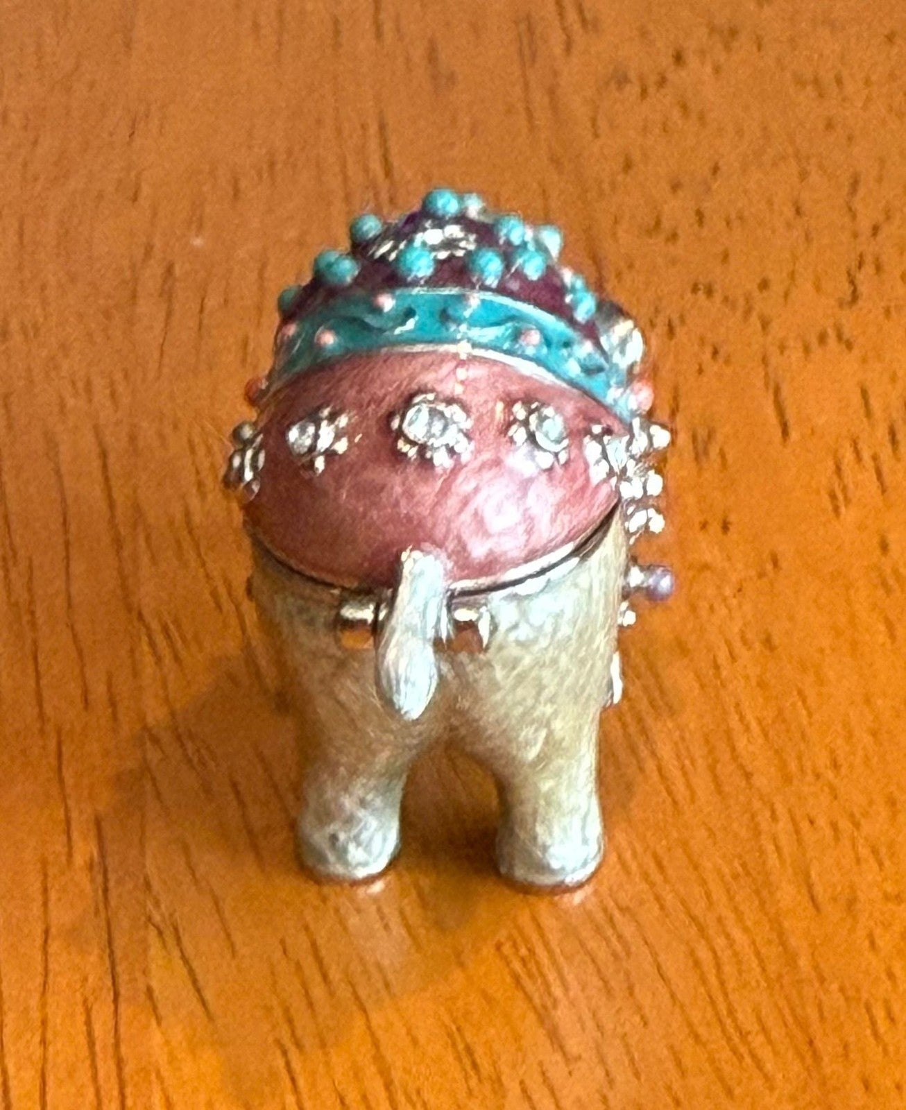 Vintage Monet Enameled Bejeweled Elephant Trinket Jewelry Box