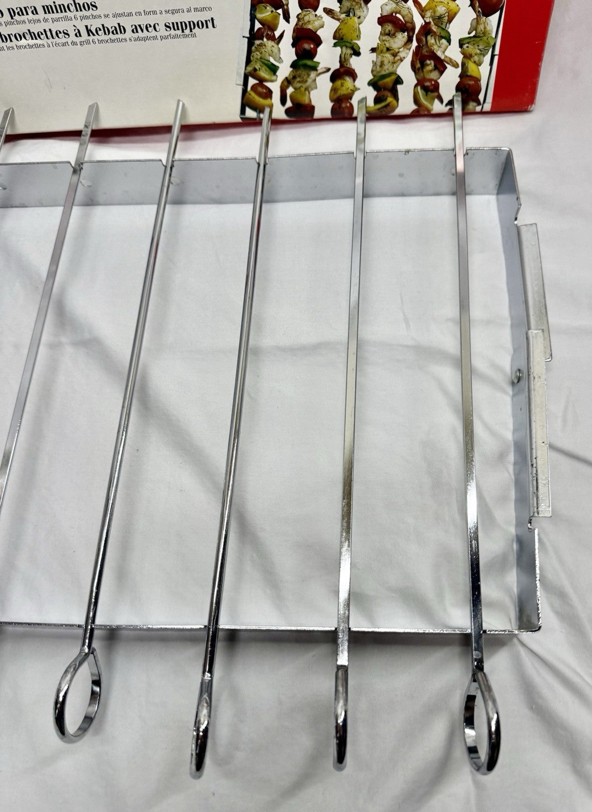 Vintage Kabob Set by Char-Broil Grilling Chrome Skewers Set of 6 and Frame & Box