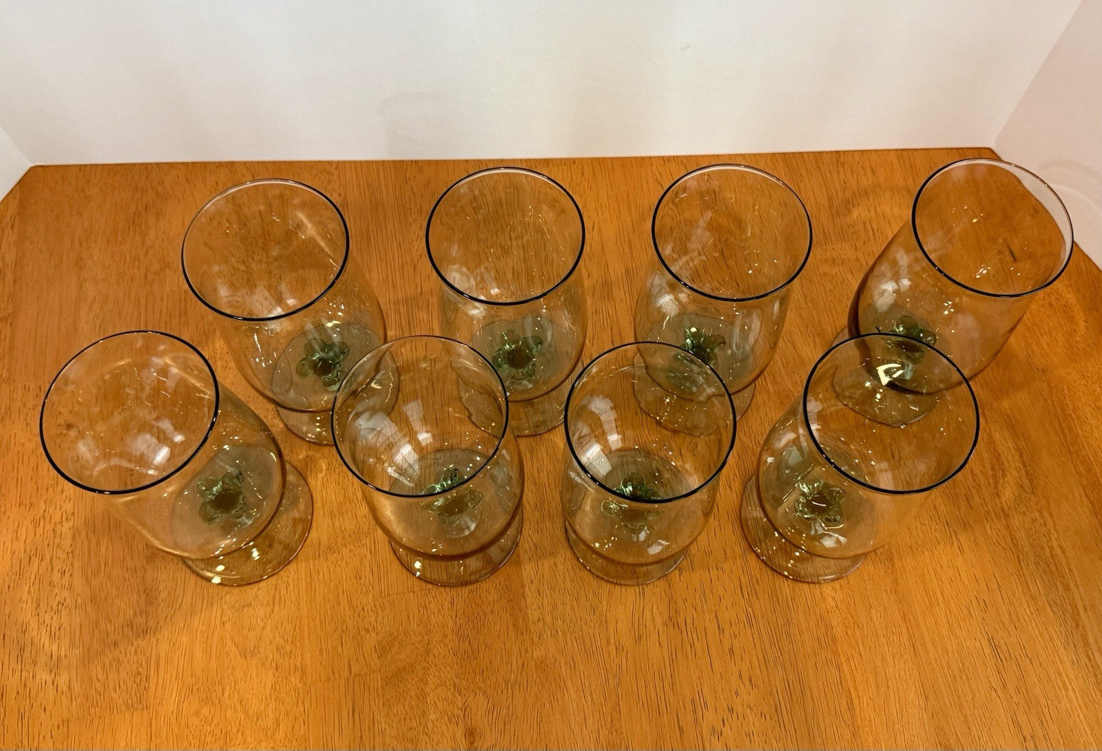 Vintage Set Of 8 Lenox Green Mist Iced Tea Goblets Expression Line Smoky Green