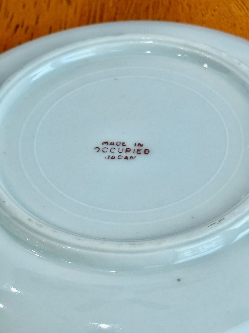 Set of 4 Vintage Hand Painted Floral Porcelain Saucers Made in Occupied Japan