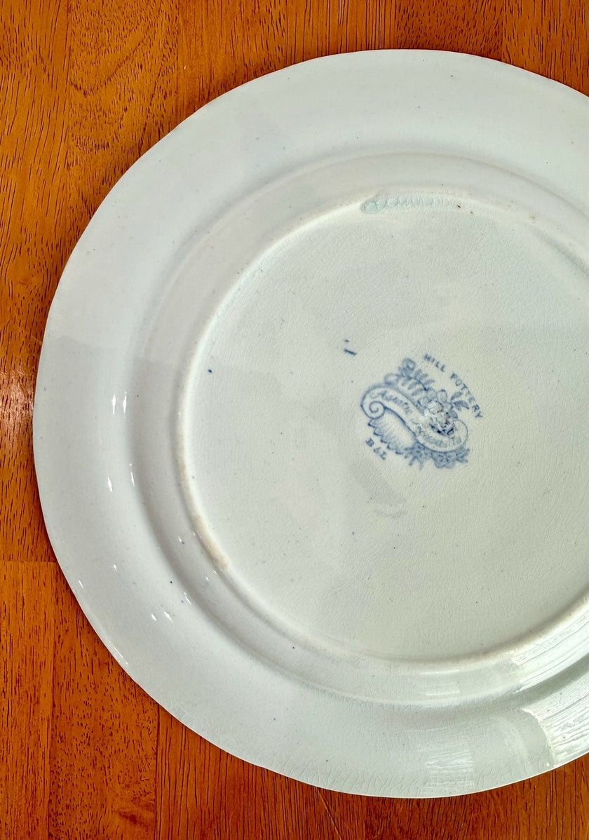 Antique Hill Pottery B&L Asiatic Pheasant Blue and White 10-Inch Dinner Plate