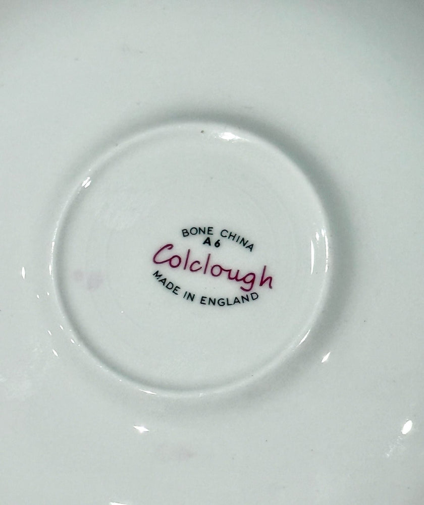 Vintage Colclough English Bone China Teacup & Saucer Pink Rose Floral Gold Trim