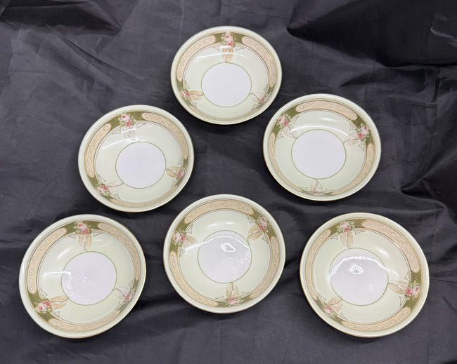 Antique Lot Of 6 Reinhold Schlegelmilch RS Germany Roses And Gold Dessert Bowls