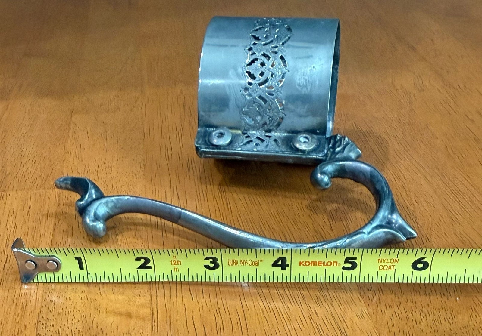 Vintage Silver Plated Filigree Glass Holder or Carafe Collar with Handle