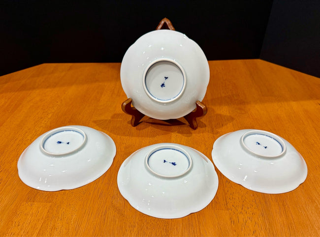 Vintage Set of 4 Traditional Japanese Arita Ware Porcelain Bowls Blue White