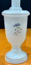 Vintage Victorian Bristol White Opaline Hand-Painted Floral Glass Vase