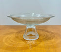 Vintage Clear Glass Pedestal Bowl Cake Stand with Beaded Hobnail Rim