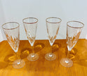 Vintage Cristal D'Arques-Durand Cassandra 4 Gold Trim Champagne Flutes