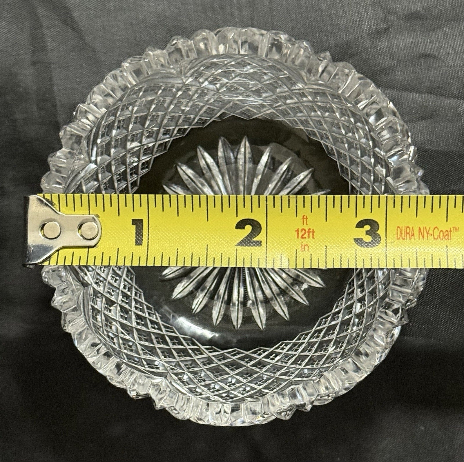 American Brilliant Period Cut Glass Finger Bowl Strawberry & Fans Pattern Rare!