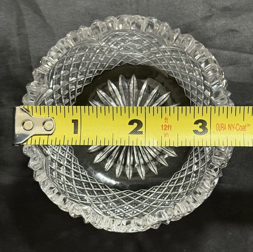 American Brilliant Period Cut Glass Finger Bowl Strawberry & Fans Pattern Rare!