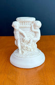 Antique 1900s Salt Dough Figural Cherub White Candlestick Holder