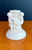 Antique 1900s Salt Dough Figural Cherub White Candlestick Holder