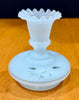 Vintage Victorian Bristol Frosted Glass Candle Holder Floral Hand-Painted