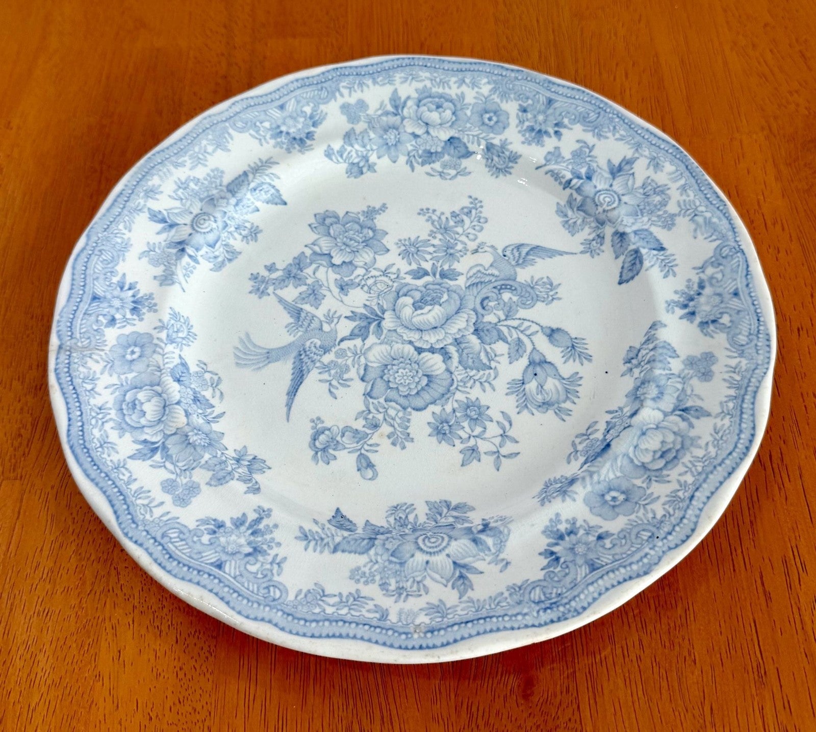 Antique Hill Pottery B&L Asiatic Pheasant Blue and White 10-Inch Dinner Plate