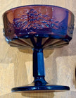 Vintage LG Wright Amethyst Purple Glass Pedestal Covered Candy Dish Grape Motif