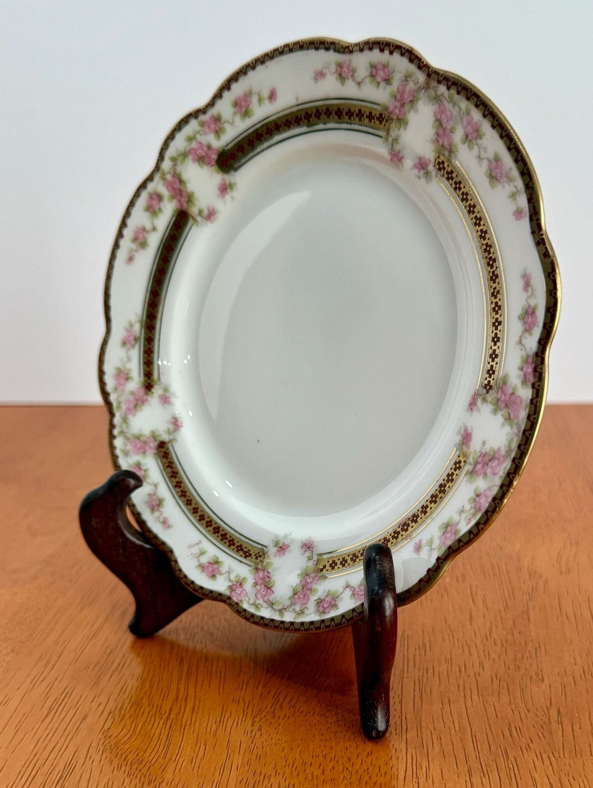 Antique MZ Austria Moritz Zdekauer 6” Bread Butter Plate Pink Roses Gold Trim