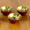 Vintage Japanese Seven Lucky Gods Lacquerware Sake Cup Set of 5