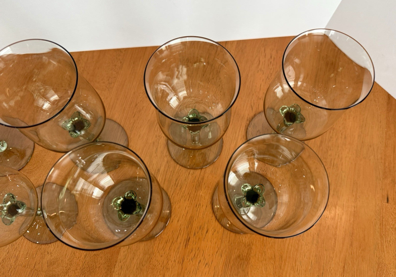 Vintage Set Of 8 Lenox Green Mist Water Goblets Expression Line Smoky Green Sage