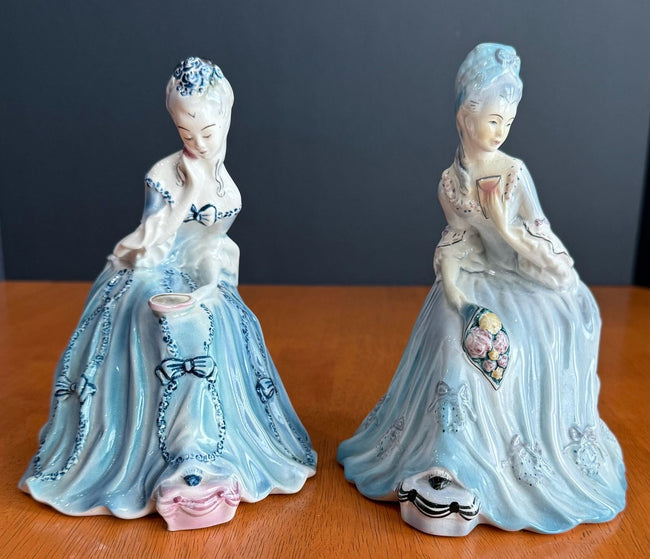 Vintage Goldscheider Everlast Porcelain Victorian Lady Figurines Set of 2