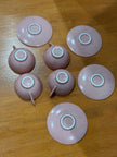 Set of 4 Vintage Mid-Century Modern Pink Tea Cup and Saucer Sets