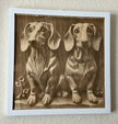 11  X 11 Engraved Art Panel Dachshund Brothers Framed Basswood Engraving