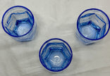 Vintage Set Of 2 Libbey Chivalry Blue Juice Glasses Set 3.75” Textured Panels