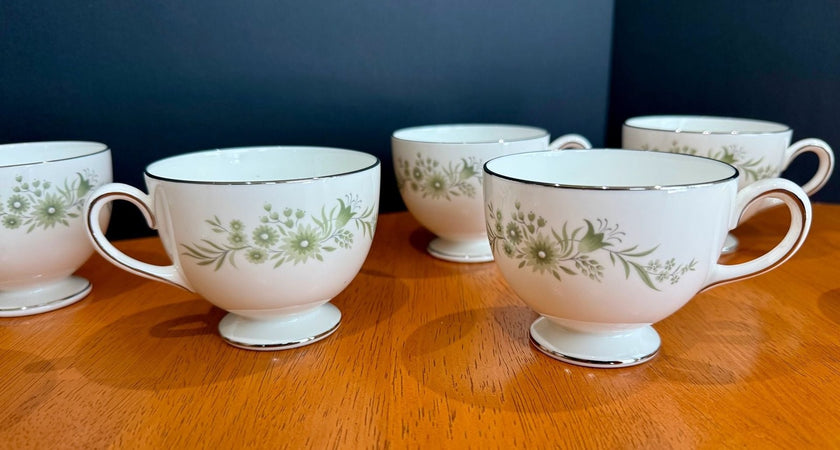 Vintage Wedgwood Westbury Leigh Shape Footed Tea Cups Set Of 9