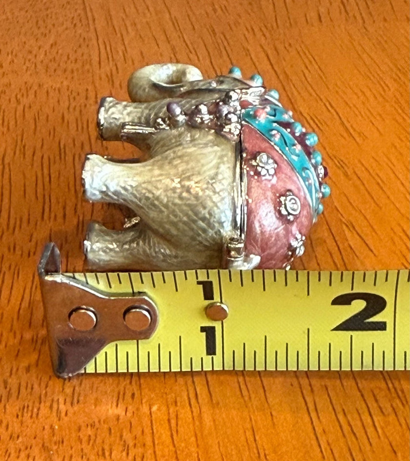 Vintage Monet Enameled Bejeweled Elephant Trinket Jewelry Box