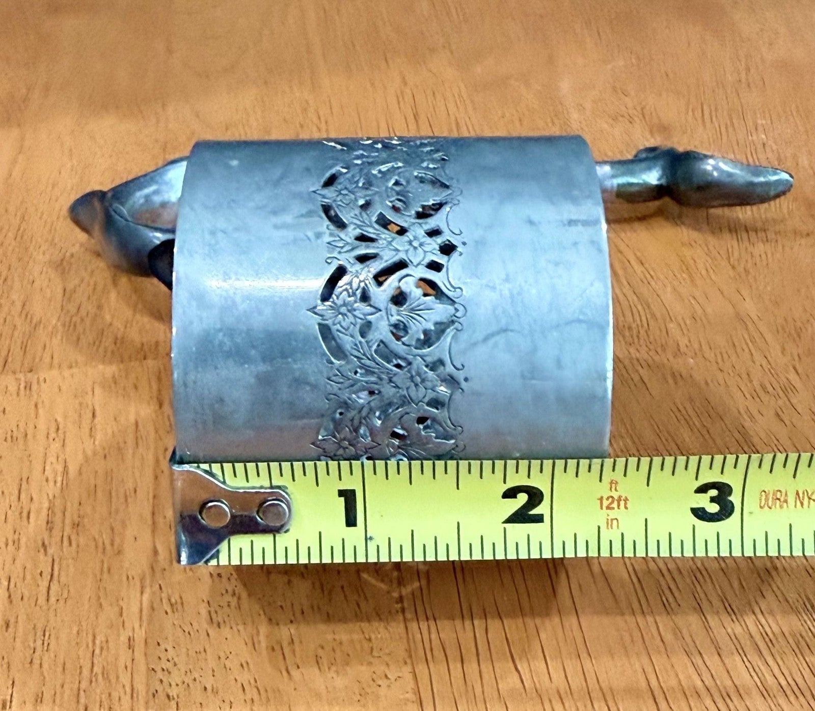 Vintage Silver Plated Filigree Glass Holder or Carafe Collar with Handle