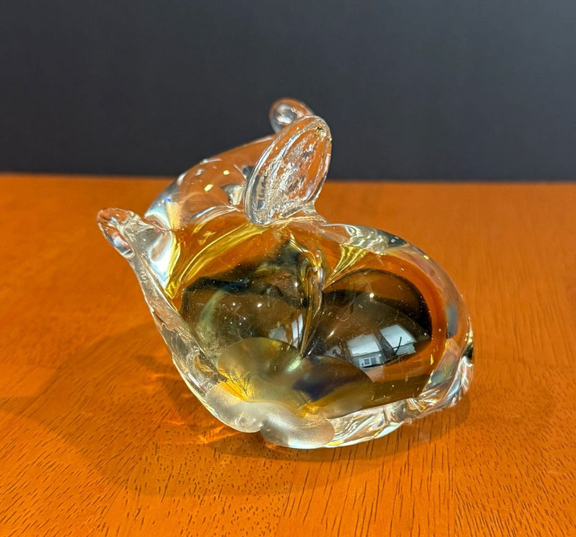 Vintage Murano Hand-Blown Art Glass Elephant Figurine Trunk Up Good Luck