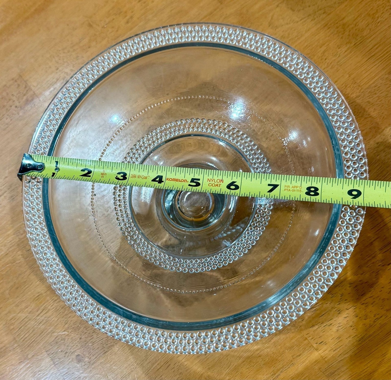Vintage Clear Glass Pedestal Bowl Cake Stand with Beaded Hobnail Rim