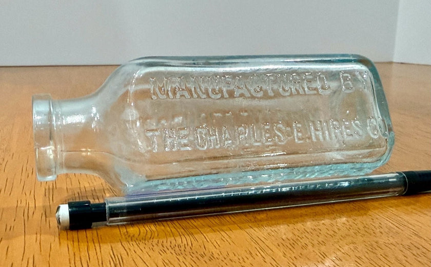 Antique Hires Household Extract Root Beer Glass Bottle Aqua