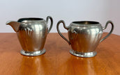 Antique Royal Solid Pewter Creamer and Sugar Bowl Set circa 1900-1915