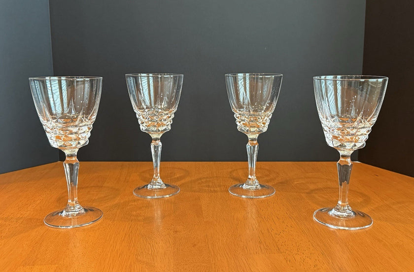 Vintage W M Dalton Cherbourg French Lead Crystal Goblets Set of 4 Original Boxes