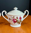 Vintage Fine China Made in Japan Moss Rose Creamer with Sugar Bowl & Lid Set