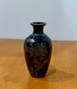 Vintage Japanese Blue Porcelain Miniature Bud Vase Silver Chrysanthemums