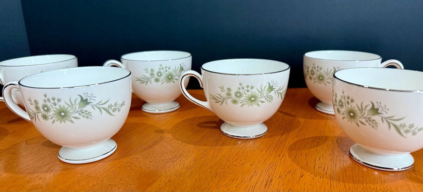 Vintage Wedgwood Westbury Leigh Shape Footed Tea Cups Set Of 9