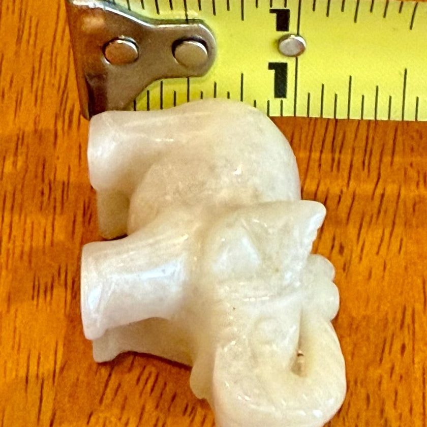 Set of 5 Vintage Hand Carved Gemstone and Quartz Elephant Figurines