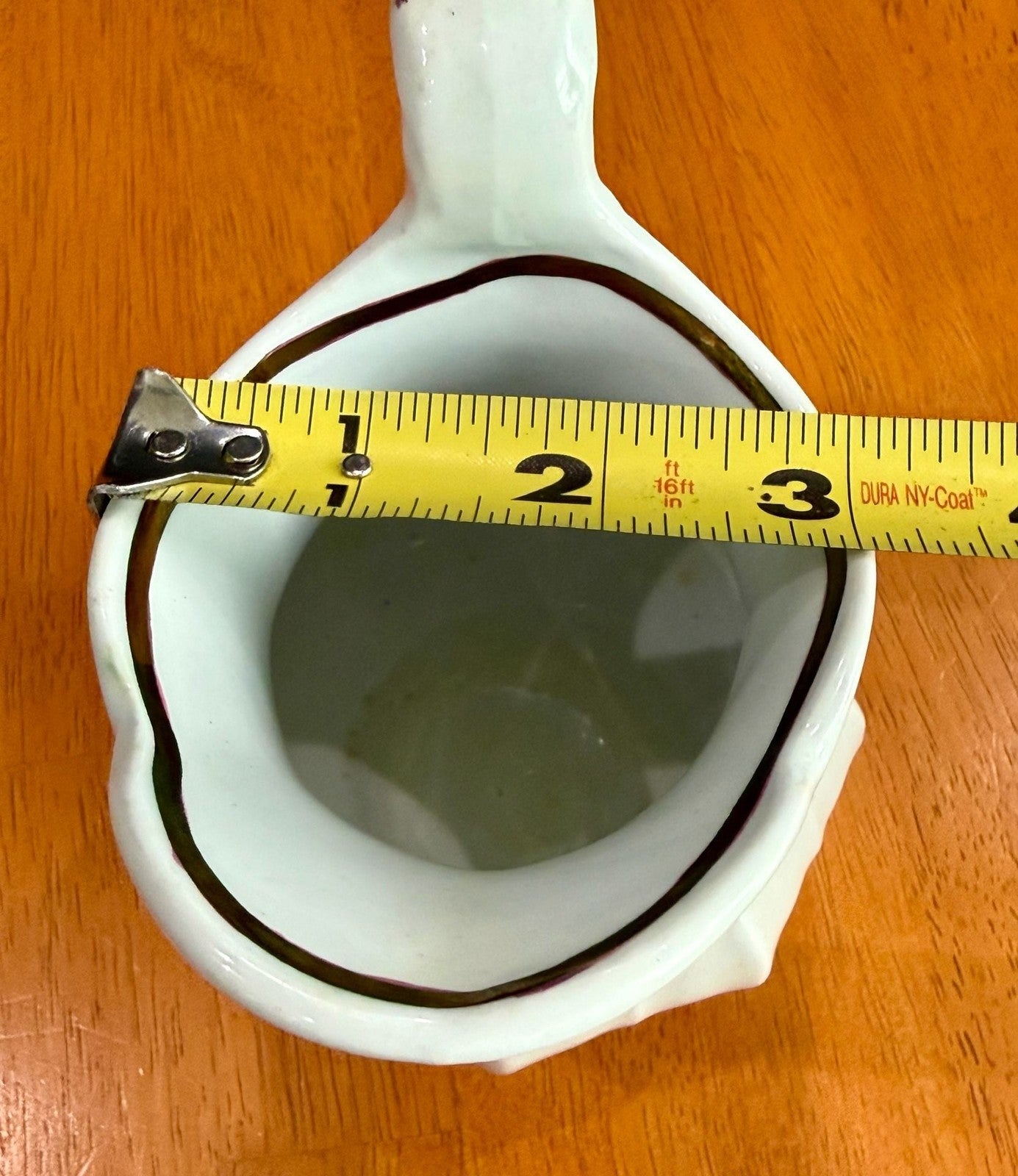 Vintage White Porcelain Creamer Pitcher Gold Gilt Trim Fluted Ribbed Design