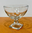 Vintage Clear Glass Pedestal Compote Bowl Square Base 5” Candy Dish Fancy