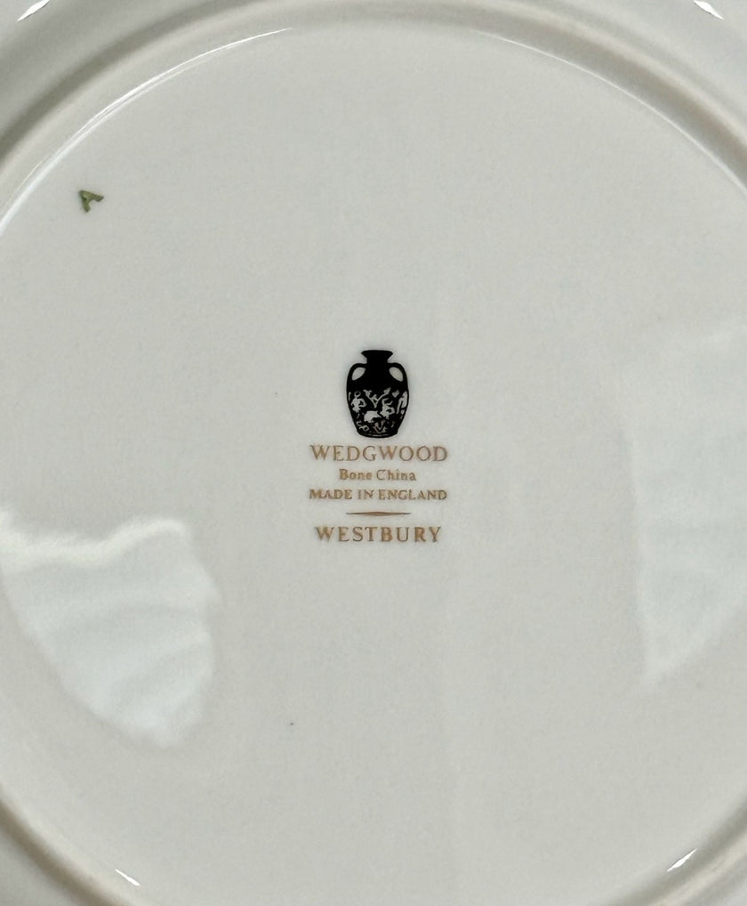 Vintage Wedgwood Westbury Salad Plate Set of 5 Green Floral Platinum 8”