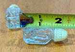 Vintage Petite Cut Glass Salt and Pepper Shakers with Yellow Plastic Lids